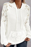 Jacquard Hollowed Long Sleeved Hooded Sweatshirt