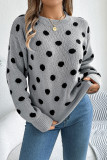 Round Neck Polka Dot Long Sleeved Sweater