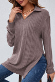 Solid Color Lapel Loose Short Sleeve T-Shirt