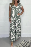 Lotus Leaf Edge Short Sleeved V-Neck Jumpsuit