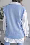 Solid Color Hollow V-Neck Knitted Vest Sweater