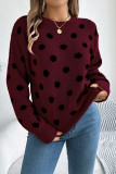 Round Neck Polka Dot Long Sleeved Sweater