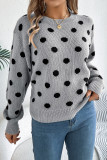 Round Neck Polka Dot Long Sleeved Sweater
