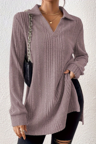Solid Color Lapel Loose Short Sleeve T-Shirt