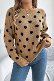Round Neck Polka Dot Long Sleeved Sweater