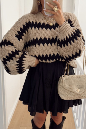 Striped Printed Loose Long Sleeved Sweater