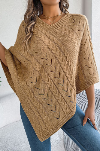 Solid Color Fried Dough Twists Loose Cloak Sweater
