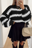 Striped Printed Loose Long Sleeved Sweater
