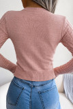 Solid Color Hollow Out Long Sleeved Sweater