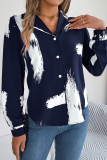 Spring Striped Suit Neck Long Sleeved Shirt
