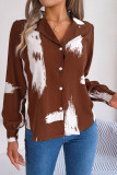 Spring Striped Suit Neck Long Sleeved Shirt