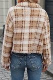 Checkered Print Lapel Long Sleeved Cardigan
