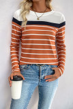 Round Neck Striped Long Sleeved Shirt