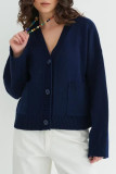 V-Neck Pocket Loose Knit Cardigan