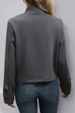 Solid Color Stand Up Collar Long Sleeved Jacket