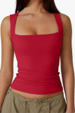 Solid Color Square Neck Sleeveless Vest