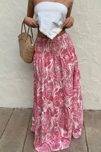 Elastic High Waisted Printed Skirt