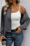 Solid Color Stand Up Collar Long Sleeved Jacket