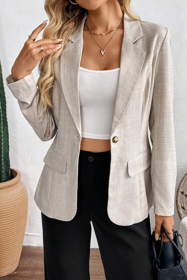 Solid Color Lapel Long Sleeved Suit