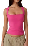 Solid Color Square Neck Sleeveless Vest