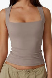 Solid Color Square Neck Sleeveless Vest