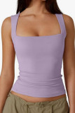Solid Color Square Neck Sleeveless Vest