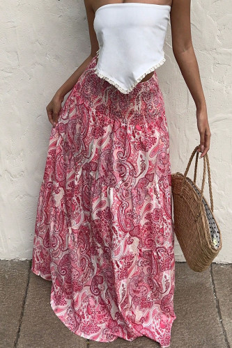 Elastic High Waisted Printed Skirt
