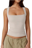 Solid Color Square Neck Sleeveless Vest