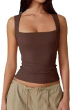 Solid Color Square Neck Sleeveless Vest