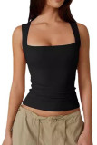 Solid Color Square Neck Sleeveless Vest