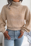 Lantern Long Sleeved High Necked Knitted Sweater