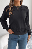 Solid Color Hollowed Out Lantern Sleeve Sweater