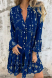 Large Size Horn Lace Long Sleeved Hollow Dress