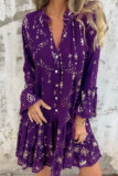 Large Size Horn Lace Long Sleeved Hollow Dress