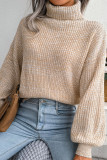 Lantern Long Sleeved High Necked Knitted Sweater