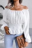 Off Shoulder Ruffled Chiffon Short Sleeve Shirt