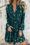 Large Size Horn Lace Long Sleeved Hollow Dress