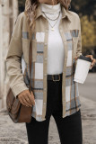 Retro Style Lapel Pocket Plaid Cardigan Jacket