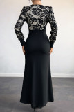 Retro Style V-Neck Lace Long Sleeved Dress