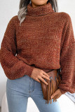 Lantern Long Sleeved High Necked Knitted Sweater