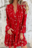 Large Size Horn Lace Long Sleeved Hollow Dress