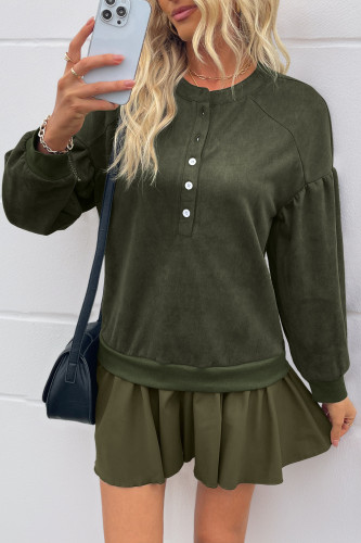 Retro Solid Color Long Sleeved Hoodie Dress