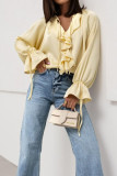 Horn Long Sleeved Ruffled Loose Shirt