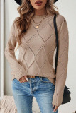 Round Neck Long Sleeved Solid Color Knitted Sweater