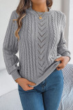 Solid Color Hollowed Lantern Long Sleeve Sweater