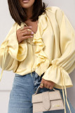 Horn Long Sleeved Ruffled Loose Shirt