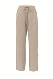 Solid Color Elastic Waist Wide Leg Pants