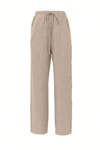 Solid Color Elastic Waist Wide Leg Pants