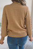 Solid Color Hollowed Lantern Long Sleeve Sweater