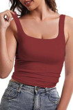 Solid Color Square Neck Sleeveless Vest